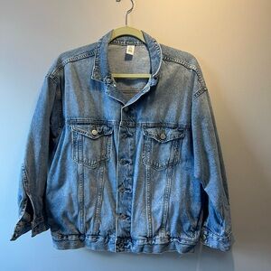 H&M oversized medium wash blue denim jacket